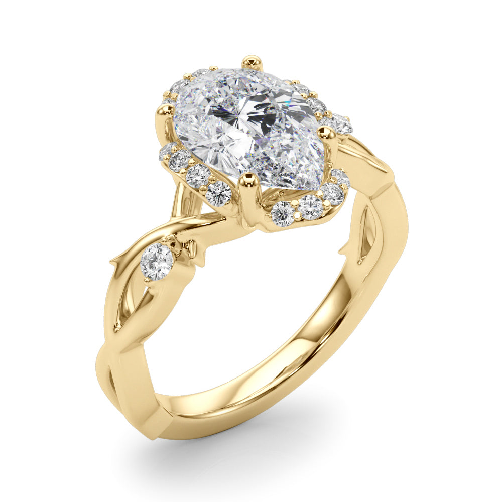Majestic Twisted Shank Engagement Ring Round Diamond Engagement Ring — 9K/18K Gold & Platinum