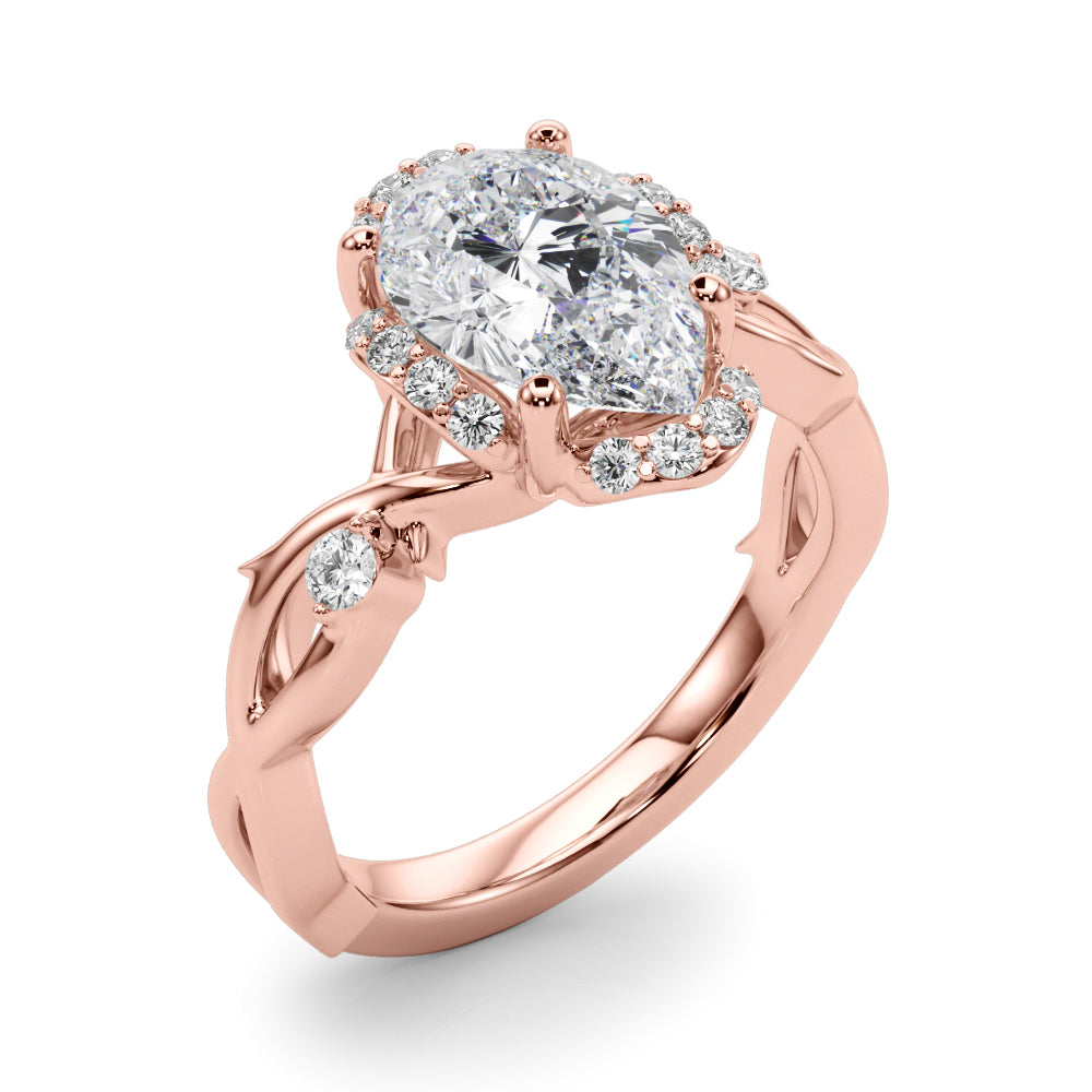 Majestic Twisted Shank Engagement Ring Round Diamond Engagement Ring — 9K/18K Gold & Platinum