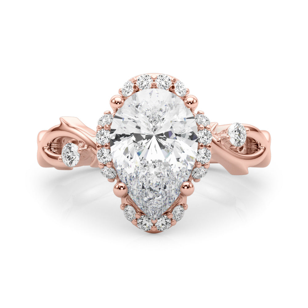 Majestic Twisted Shank Engagement Ring Round Diamond Engagement Ring — 9K/18K Gold & Platinum