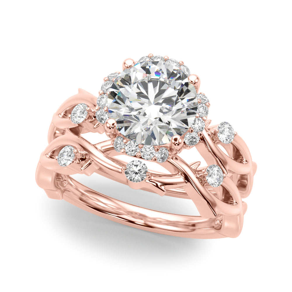 Majestic Twisted Shank Engagement Ring Round Diamond Engagement Ring — 9K/18K Gold & Platinum