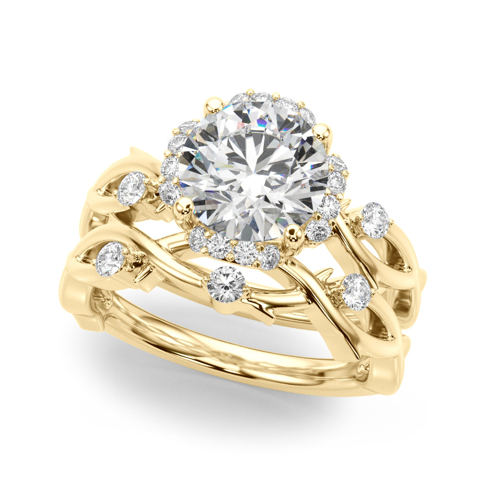 Majestic Twisted Shank Engagement Ring Round Diamond Engagement Ring — 9K/18K Gold & Platinum