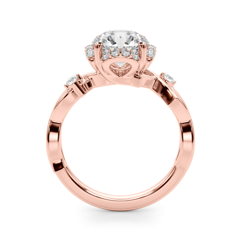 Majestic Twisted Shank Engagement Ring Round Diamond Engagement Ring — 9K/18K Gold & Platinum