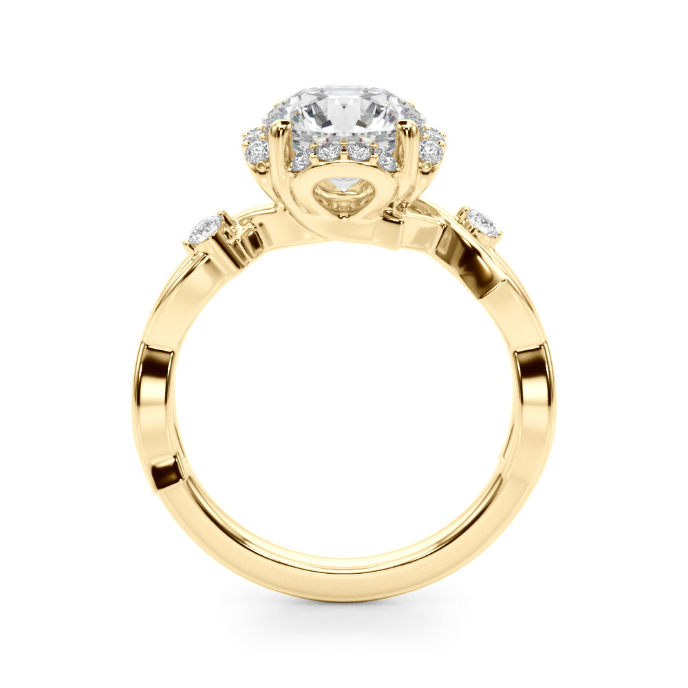 Majestic Twisted Shank Engagement Ring Round Diamond Engagement Ring — 9K/18K Gold & Platinum