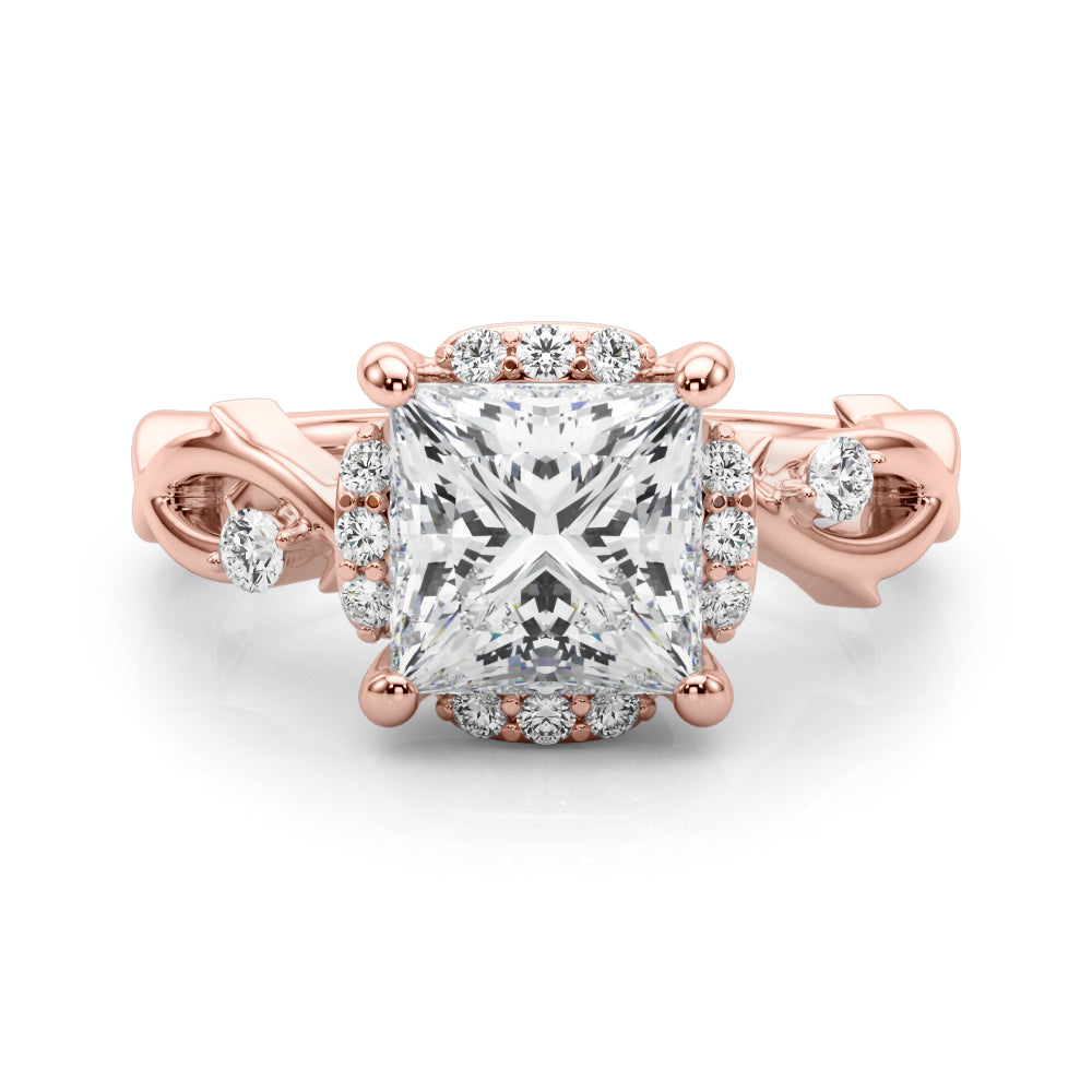 Majestic Twisted Shank Engagement Ring Round Diamond Engagement Ring — 9K/18K Gold & Platinum