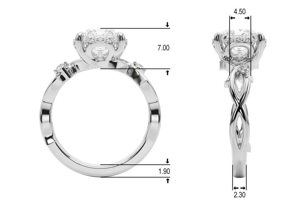Majestic Twisted Shank Engagement Ring Round Diamond Engagement Ring — 9K/18K Gold & Platinum