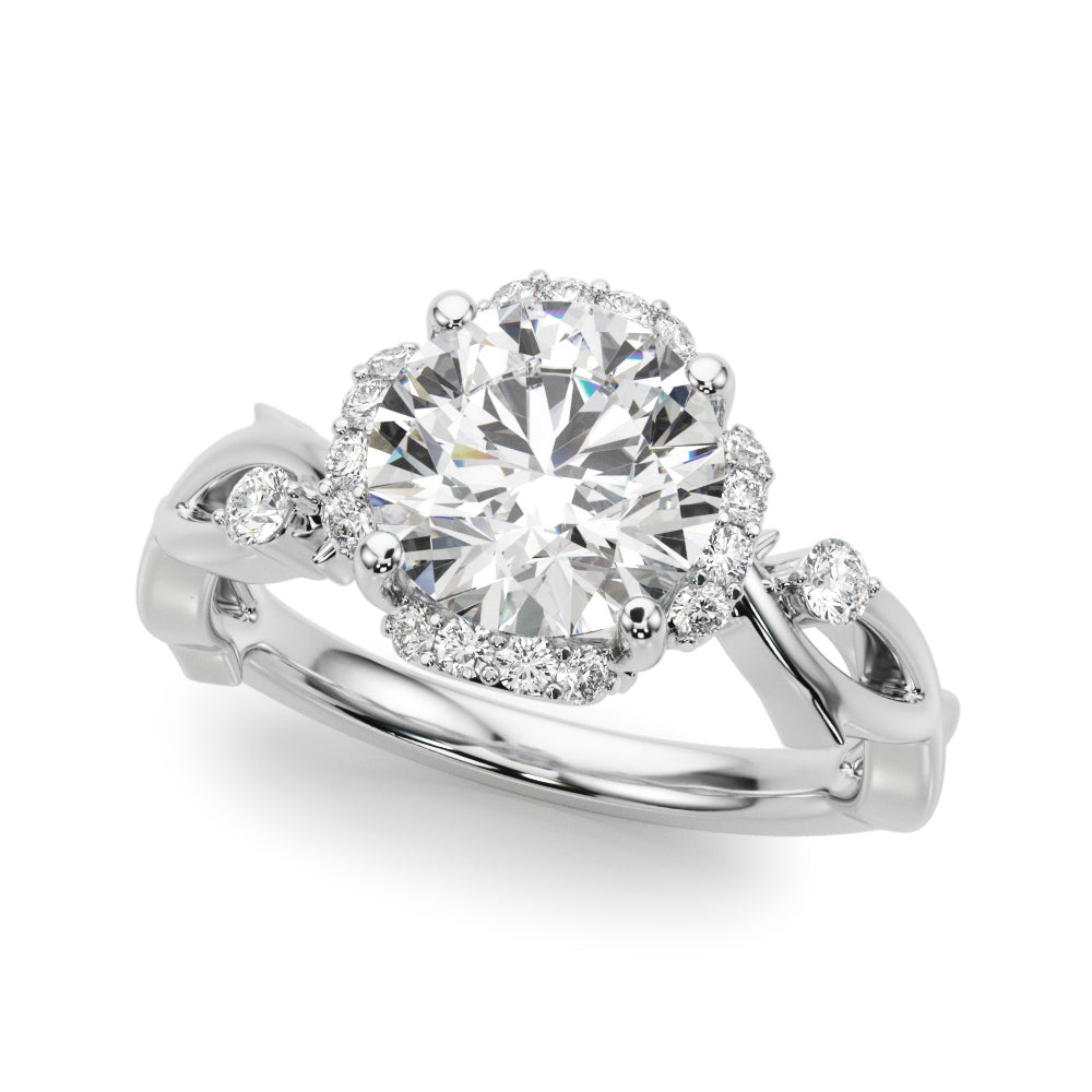 Majestic Twisted Shank Engagement Ring Round Diamond Engagement Ring — 9K/18K Gold & Platinum