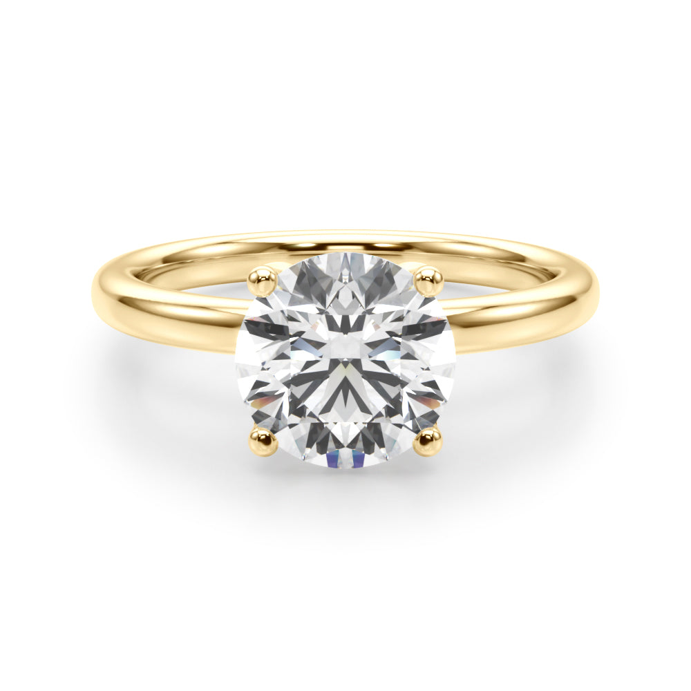 Romantic Sidestone Round Diamond Engagement Ring — 9K/18K Gold & Platinum
