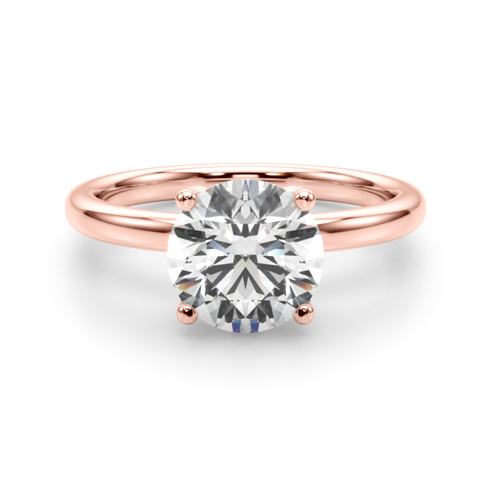 Romantic Sidestone Round Diamond Engagement Ring — 9K/18K Gold & Platinum