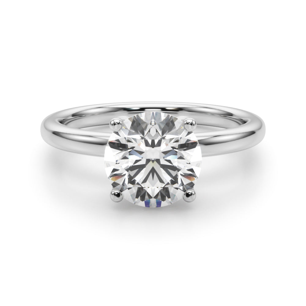 Romantic Sidestone Round Diamond Engagement Ring — 9K/18K Gold & Platinum