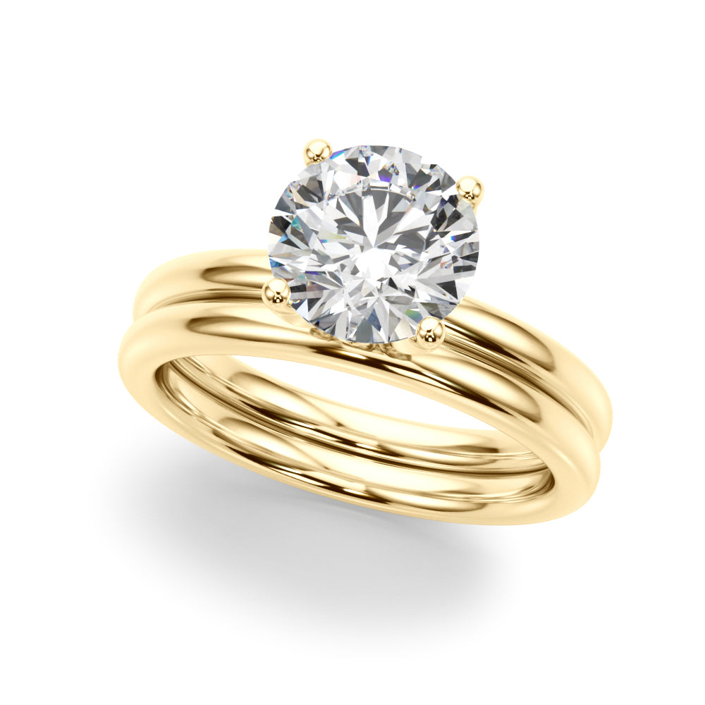 Romantic Sidestone Round Diamond Engagement Ring — 9K/18K Gold & Platinum