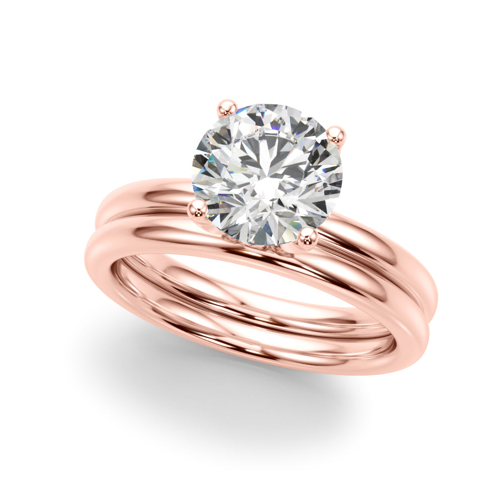 Romantic Sidestone Round Diamond Engagement Ring — 9K/18K Gold & Platinum