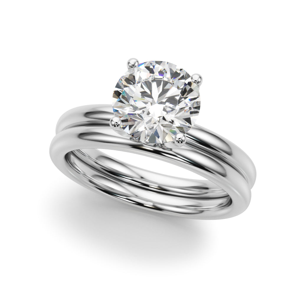 Romantic Sidestone Round Diamond Engagement Ring — 9K/18K Gold & Platinum