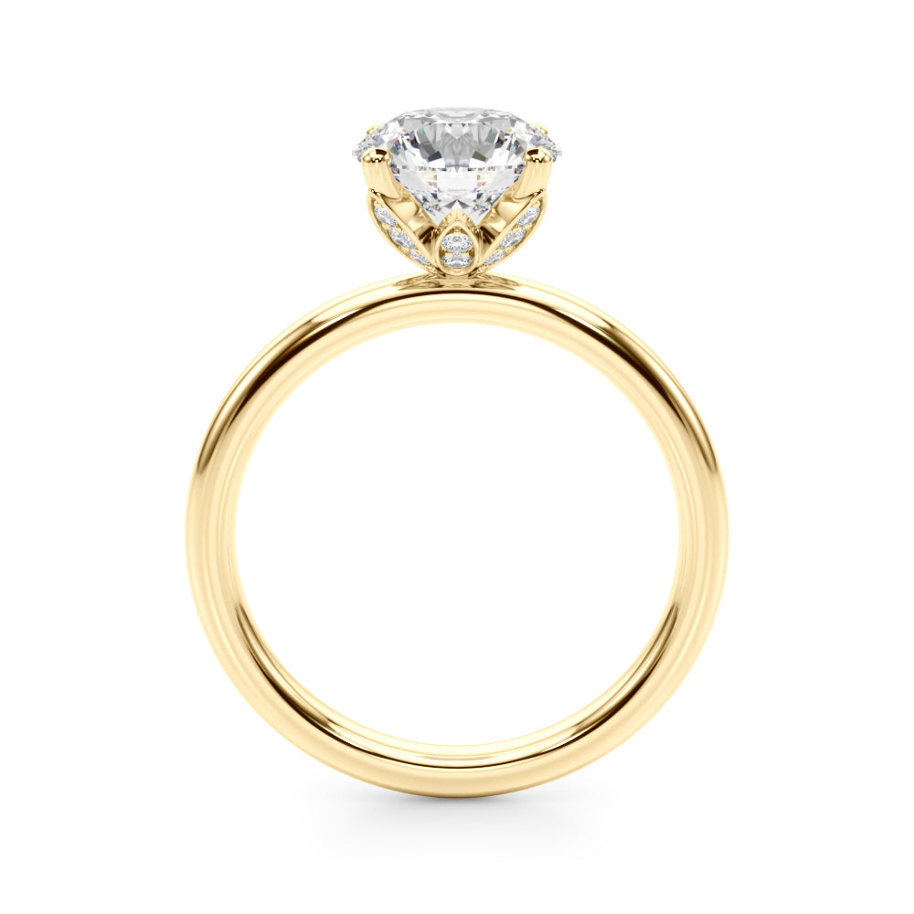 Romantic Sidestone Round Diamond Engagement Ring — 9K/18K Gold & Platinum