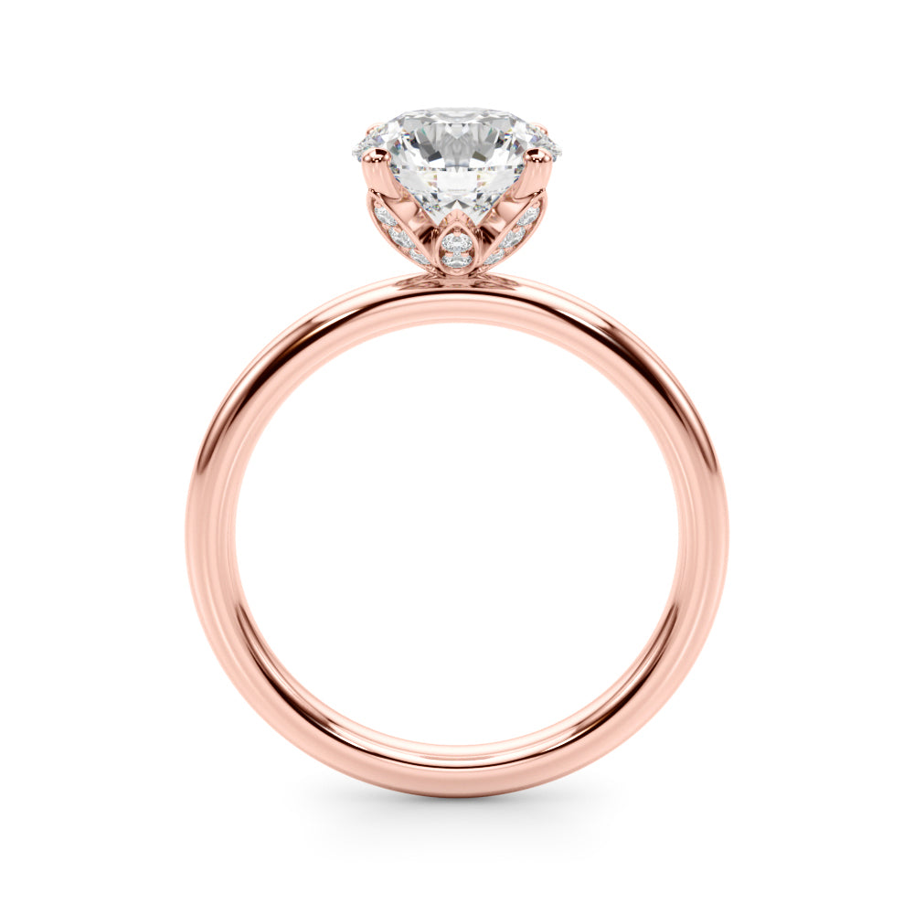 Romantic Sidestone Round Diamond Engagement Ring — 9K/18K Gold & Platinum