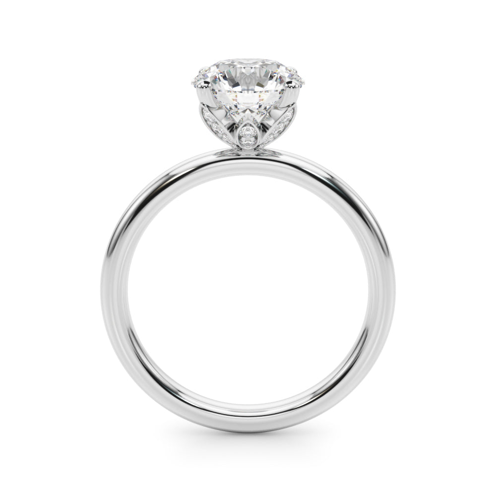 Romantic Sidestone Round Diamond Engagement Ring — 9K/18K Gold & Platinum