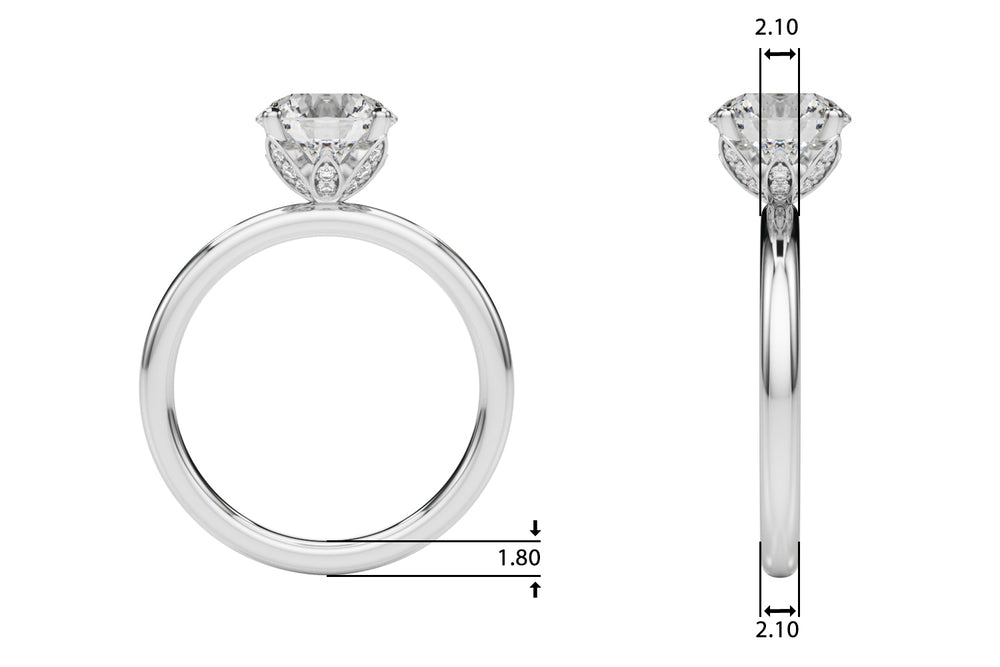 Romantic Sidestone Round Diamond Engagement Ring — 9K/18K Gold & Platinum