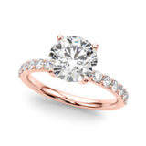 Statement Sidestone Round Diamond Engagement Ring — 9K/18K Gold & Platinum