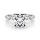 Statement Sidestone Round Diamond Engagement Ring — 9K/18K Gold & Platinum