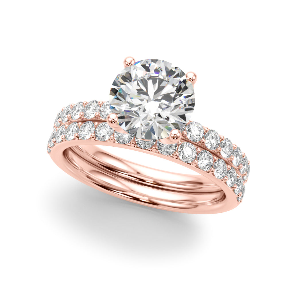 Statement Sidestone Round Diamond Engagement Ring — 9K/18K Gold & Platinum