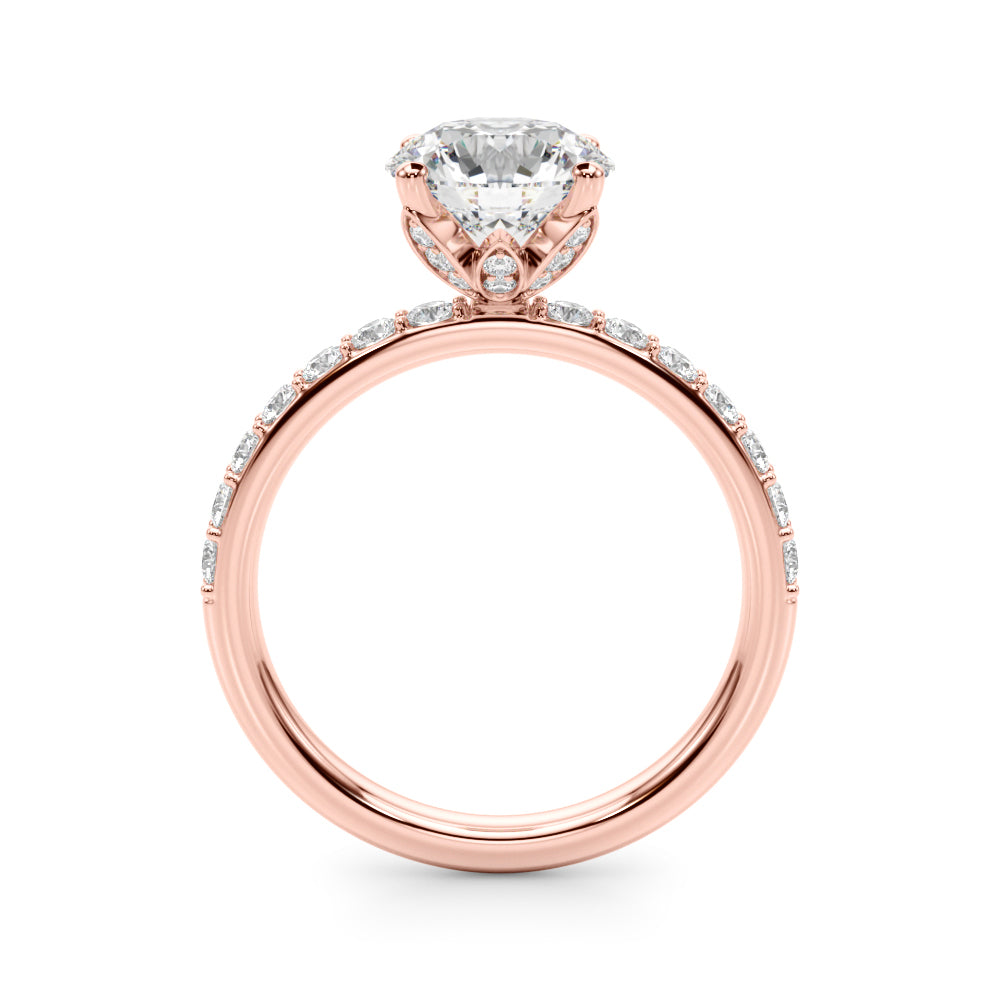 Statement Sidestone Round Diamond Engagement Ring — 9K/18K Gold & Platinum
