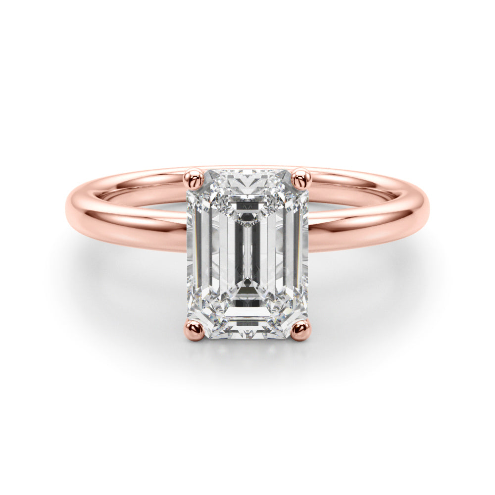 Lustrous Sidestone Emerald Diamond Engagement Ring — 9K/18K Gold & Platinum