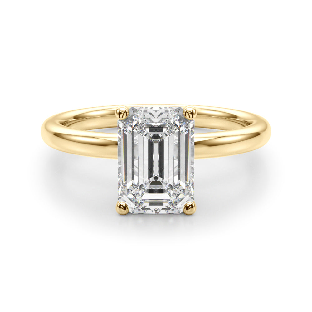 Lustrous Sidestone Emerald Diamond Engagement Ring — 9K/18K Gold & Platinum