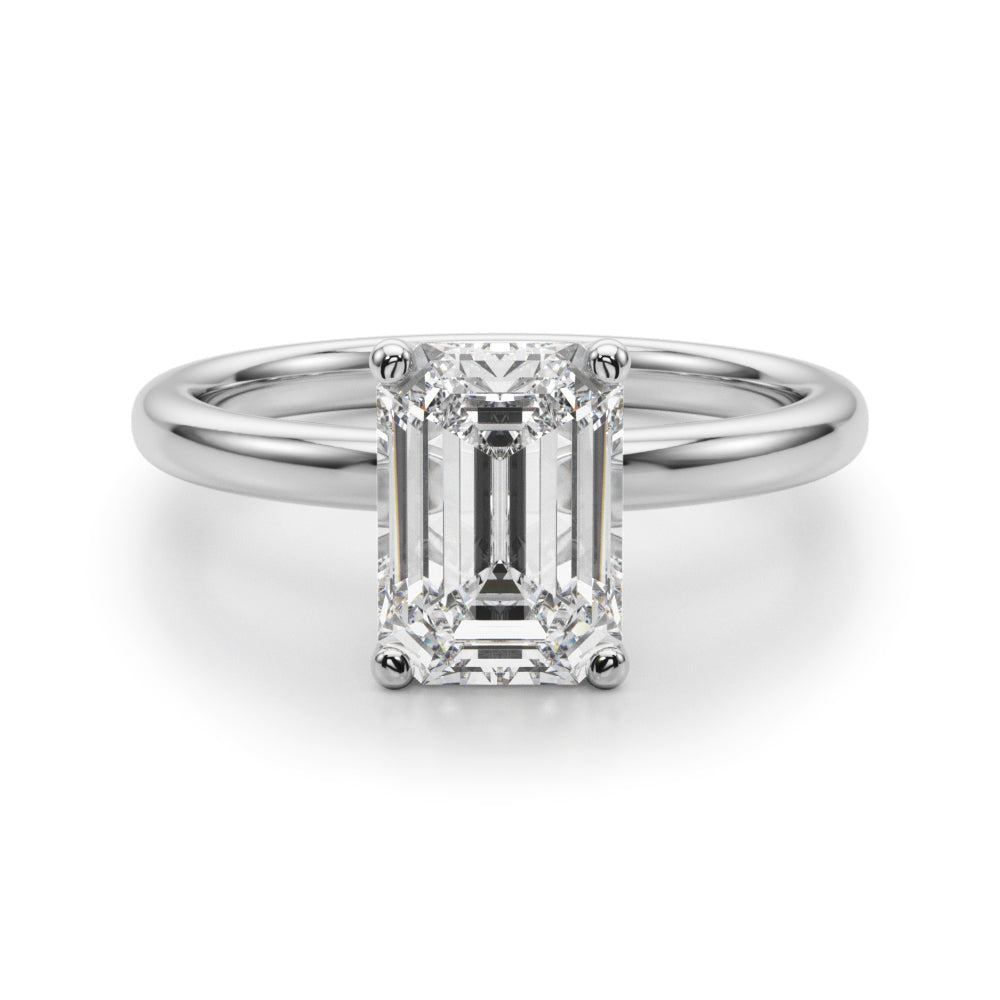 Lustrous Sidestone Emerald Diamond Engagement Ring — 9K/18K Gold & Platinum