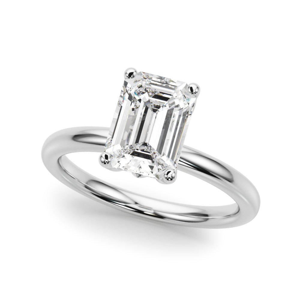 Lustrous Sidestone Emerald Diamond Engagement Ring — 9K/18K Gold & Platinum