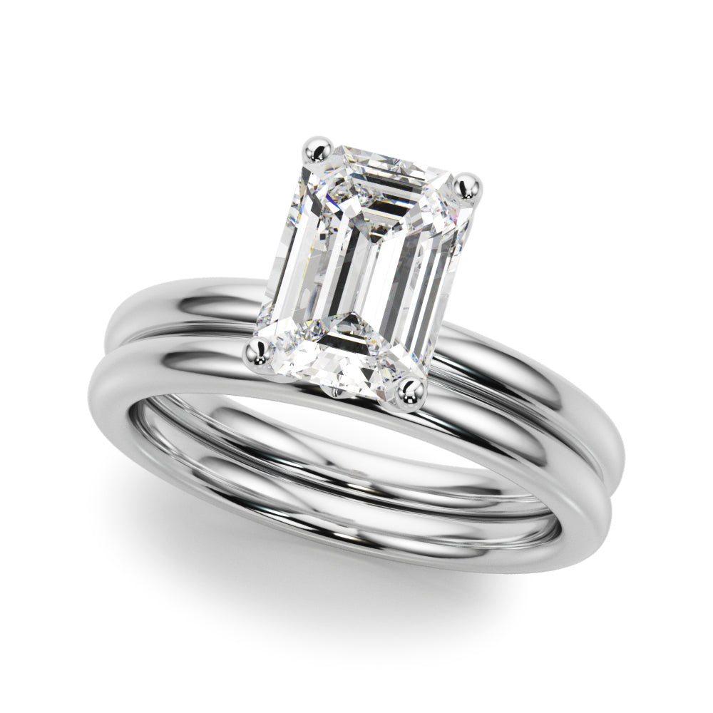 Lustrous Sidestone Emerald Diamond Engagement Ring — 9K/18K Gold & Platinum