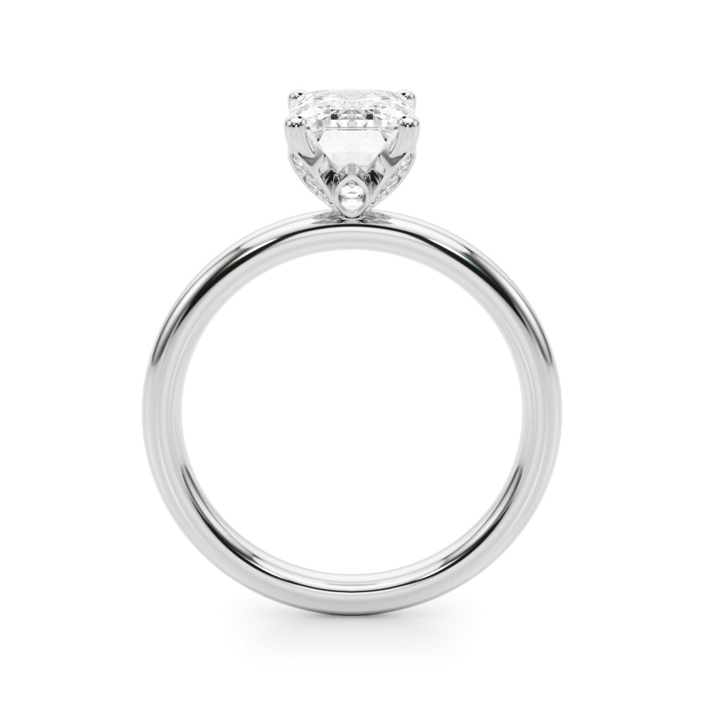 Lustrous Sidestone Emerald Diamond Engagement Ring — 9K/18K Gold & Platinum