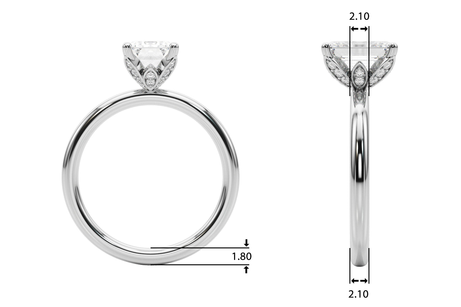 Lustrous Sidestone Emerald Diamond Engagement Ring — 9K/18K Gold & Platinum