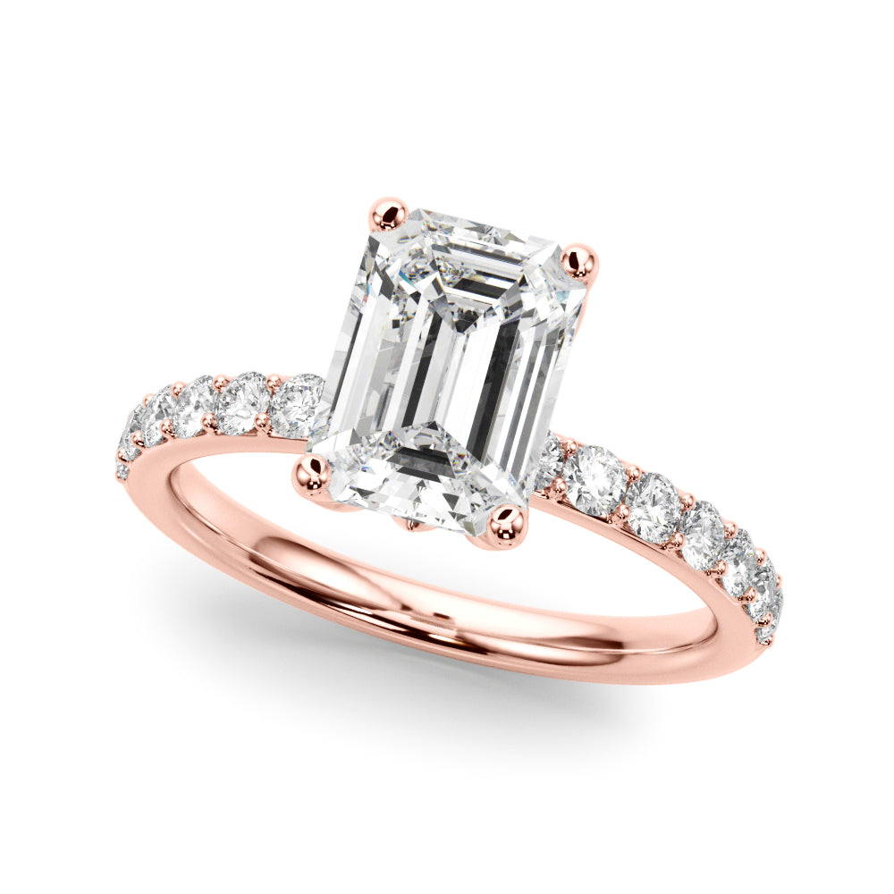 Opulent Sidestone Emerald Diamond Engagement Ring — 9K/18K Gold & Platinum