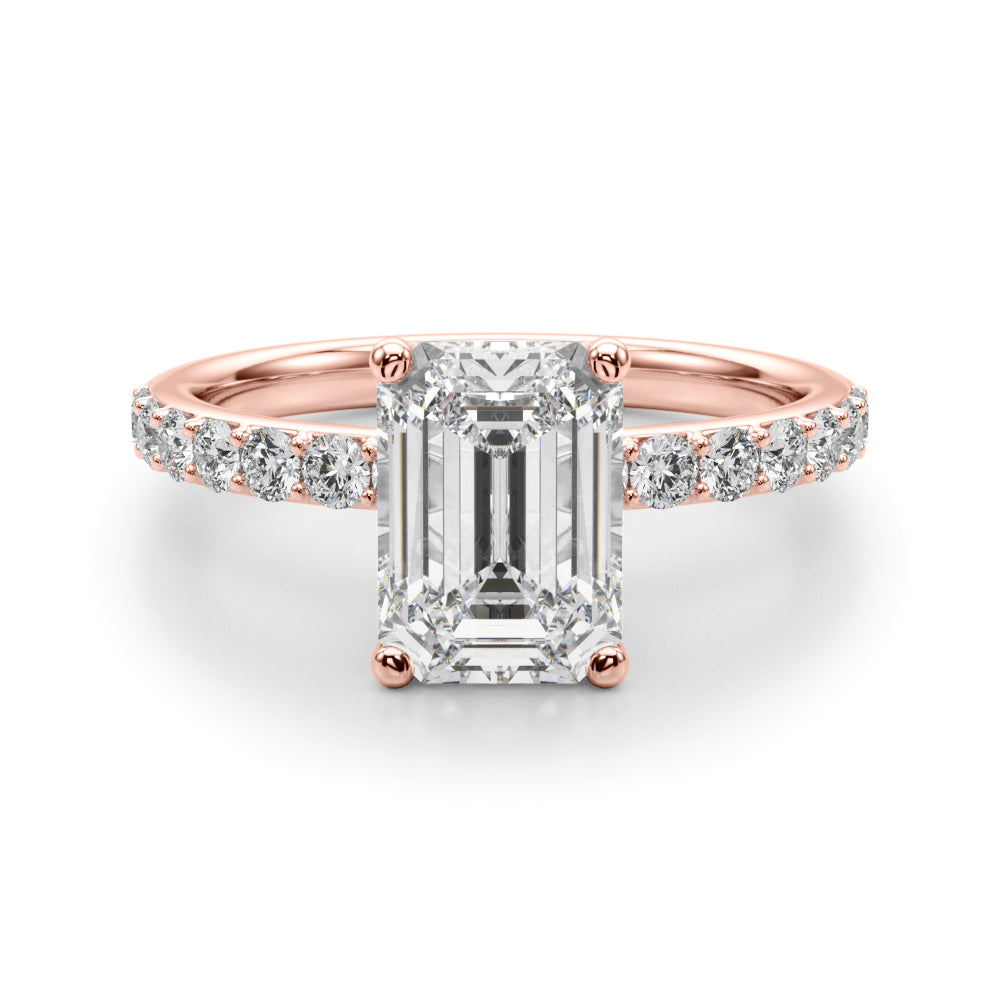 Opulent Sidestone Emerald Diamond Engagement Ring — 9K/18K Gold & Platinum