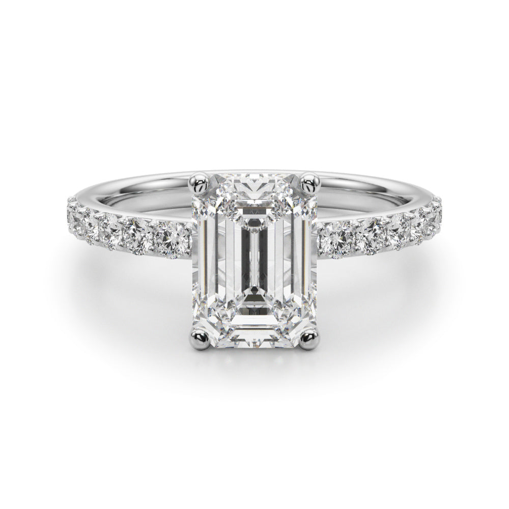 Opulent Sidestone Emerald Diamond Engagement Ring — 9K/18K Gold & Platinum
