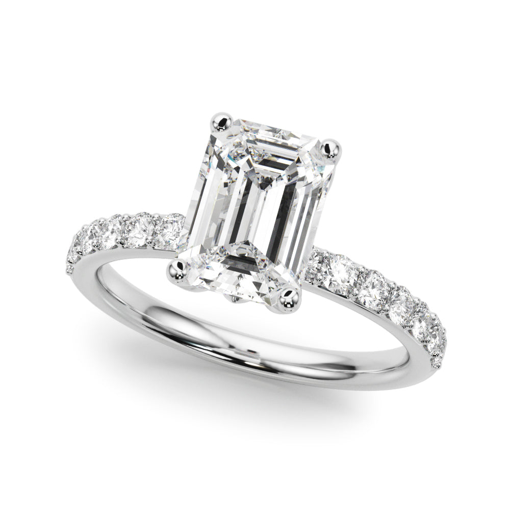 Opulent Sidestone Emerald Diamond Engagement Ring — 9K/18K Gold & Platinum