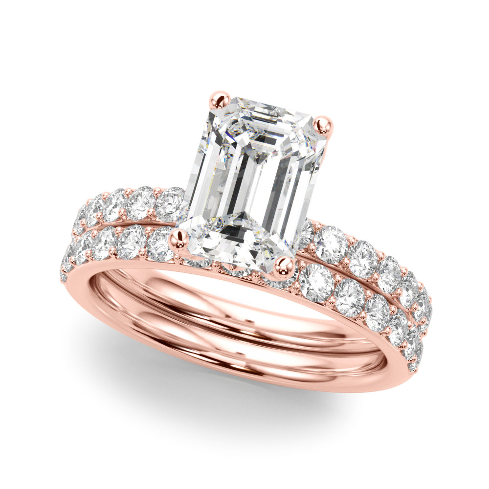 Opulent Sidestone Emerald Diamond Engagement Ring — 9K/18K Gold & Platinum