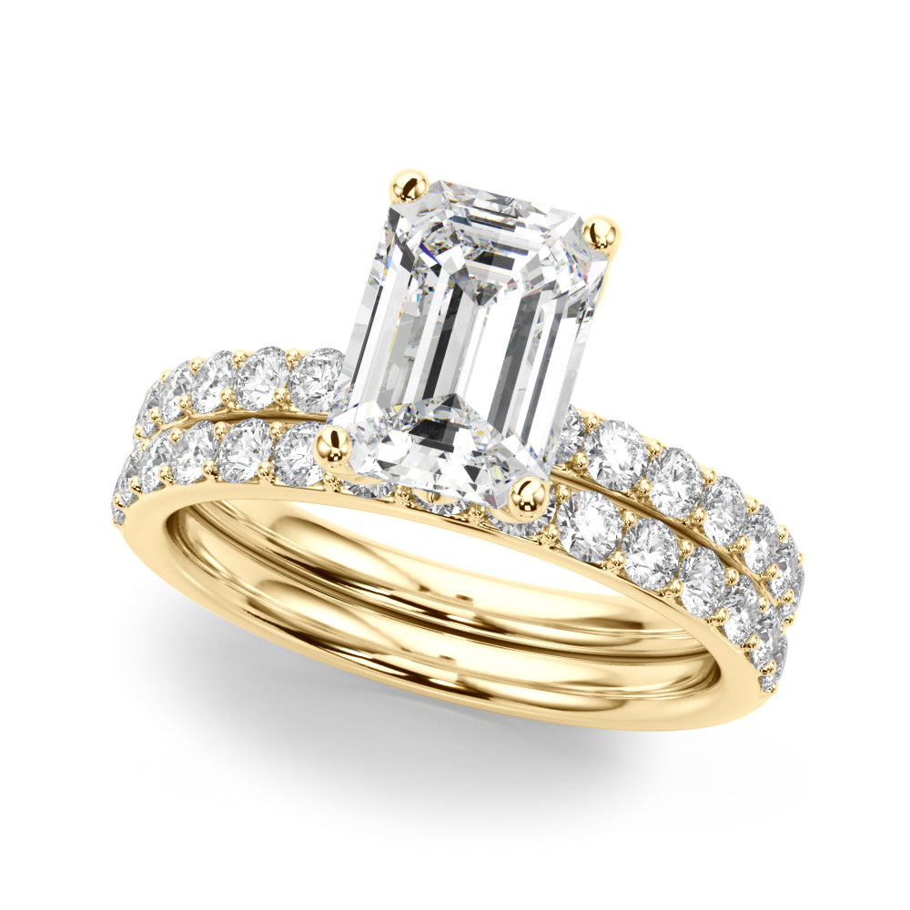 Opulent Sidestone Emerald Diamond Engagement Ring — 9K/18K Gold & Platinum