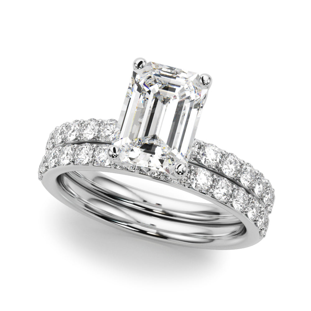 Opulent Sidestone Emerald Diamond Engagement Ring — 9K/18K Gold & Platinum