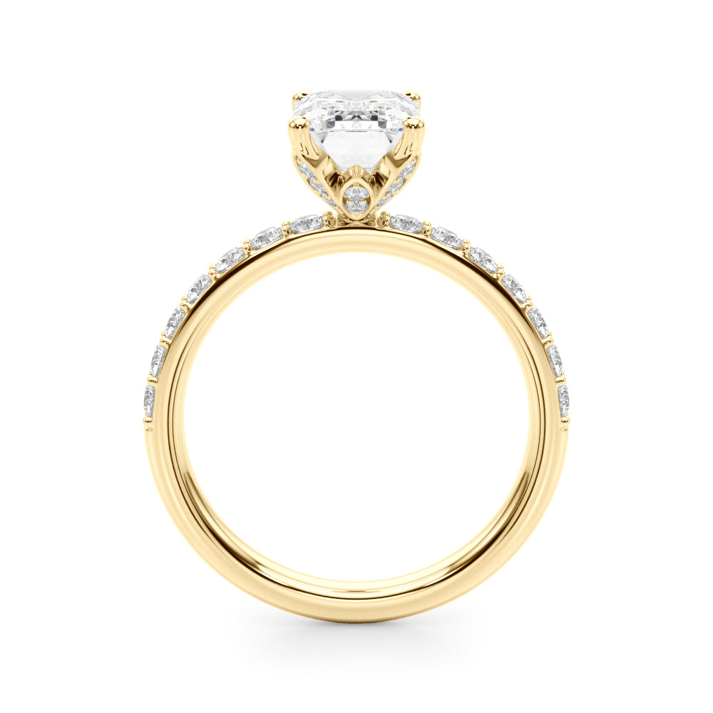 Opulent Sidestone Emerald Diamond Engagement Ring — 9K/18K Gold & Platinum