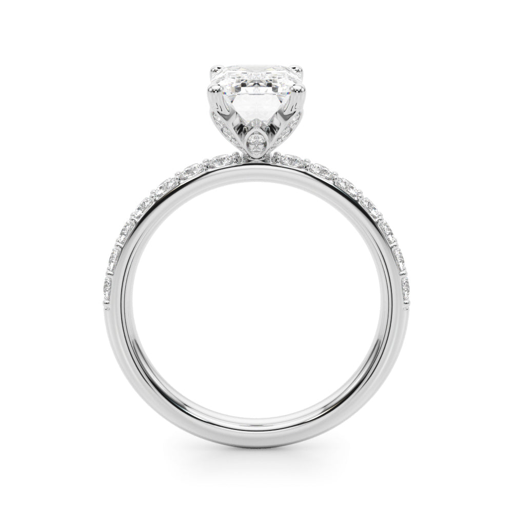 Opulent Sidestone Emerald Diamond Engagement Ring — 9K/18K Gold & Platinum