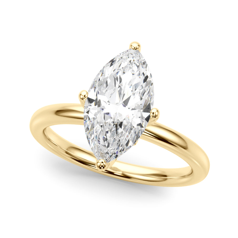 Statement Sidestone Marquise Diamond Engagement Ring — 9K/18K Gold & Platinum