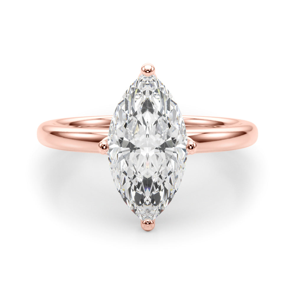 Statement Sidestone Marquise Diamond Engagement Ring — 9K/18K Gold & Platinum
