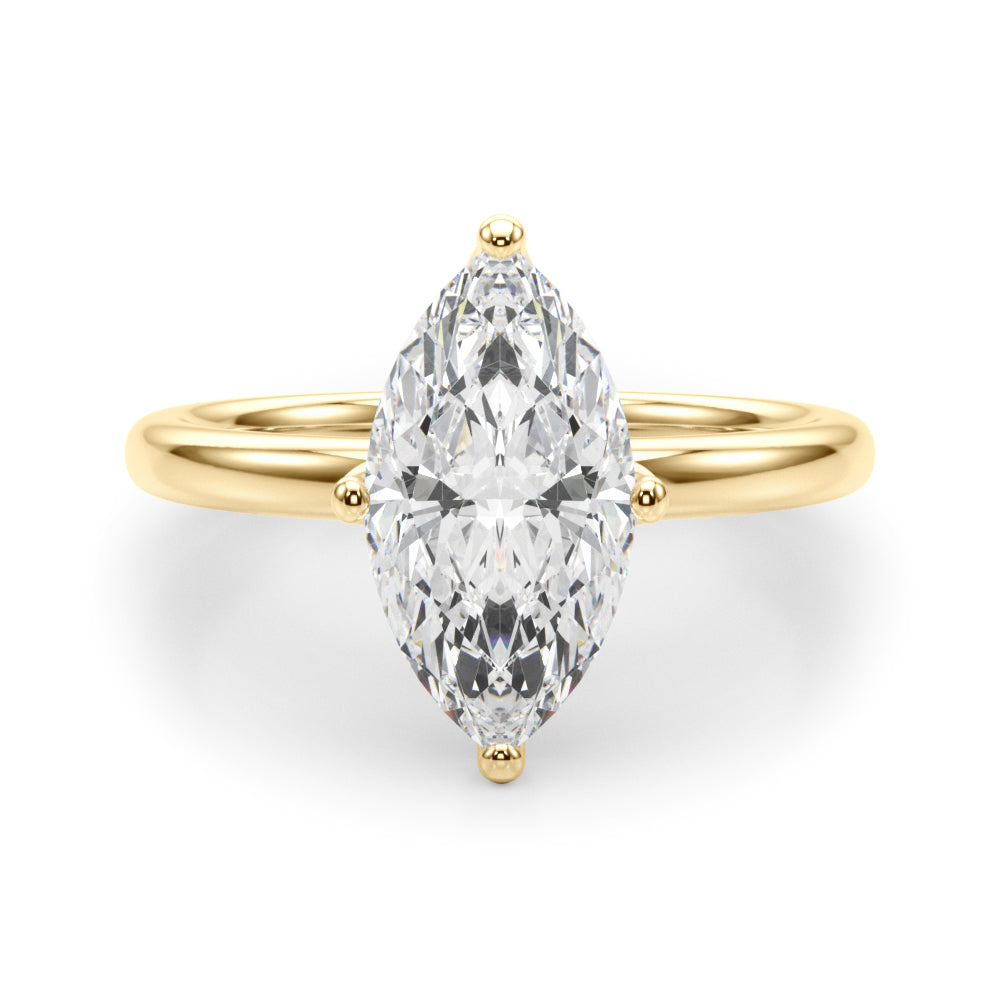 Statement Sidestone Marquise Diamond Engagement Ring — 9K/18K Gold & Platinum