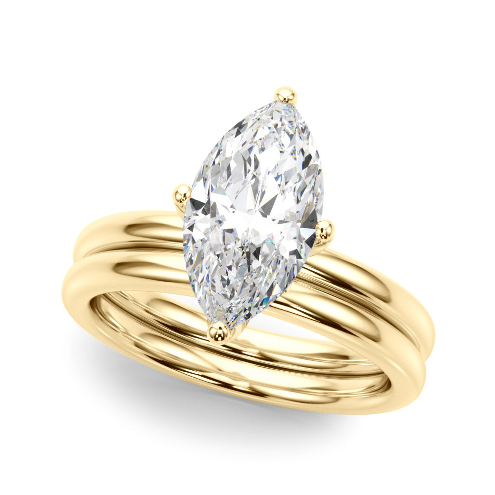 Statement Sidestone Marquise Diamond Engagement Ring — 9K/18K Gold & Platinum
