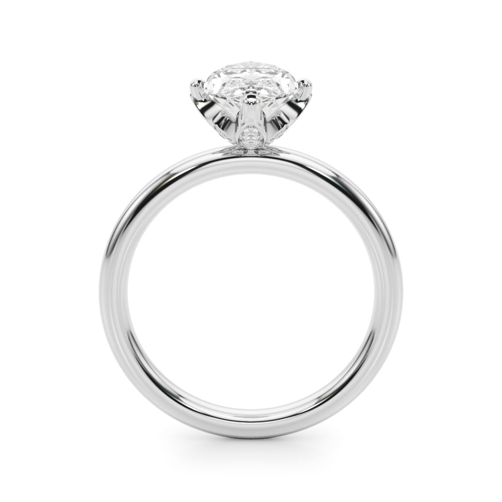 Statement Sidestone Marquise Diamond Engagement Ring — 9K/18K Gold & Platinum