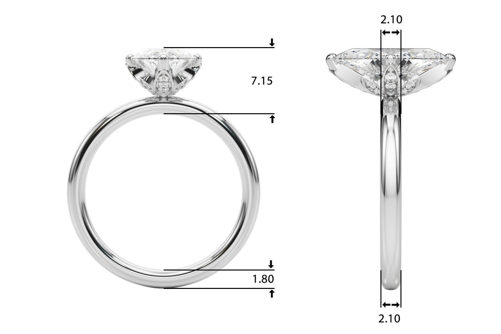 Statement Sidestone Marquise Diamond Engagement Ring — 9K/18K Gold & Platinum