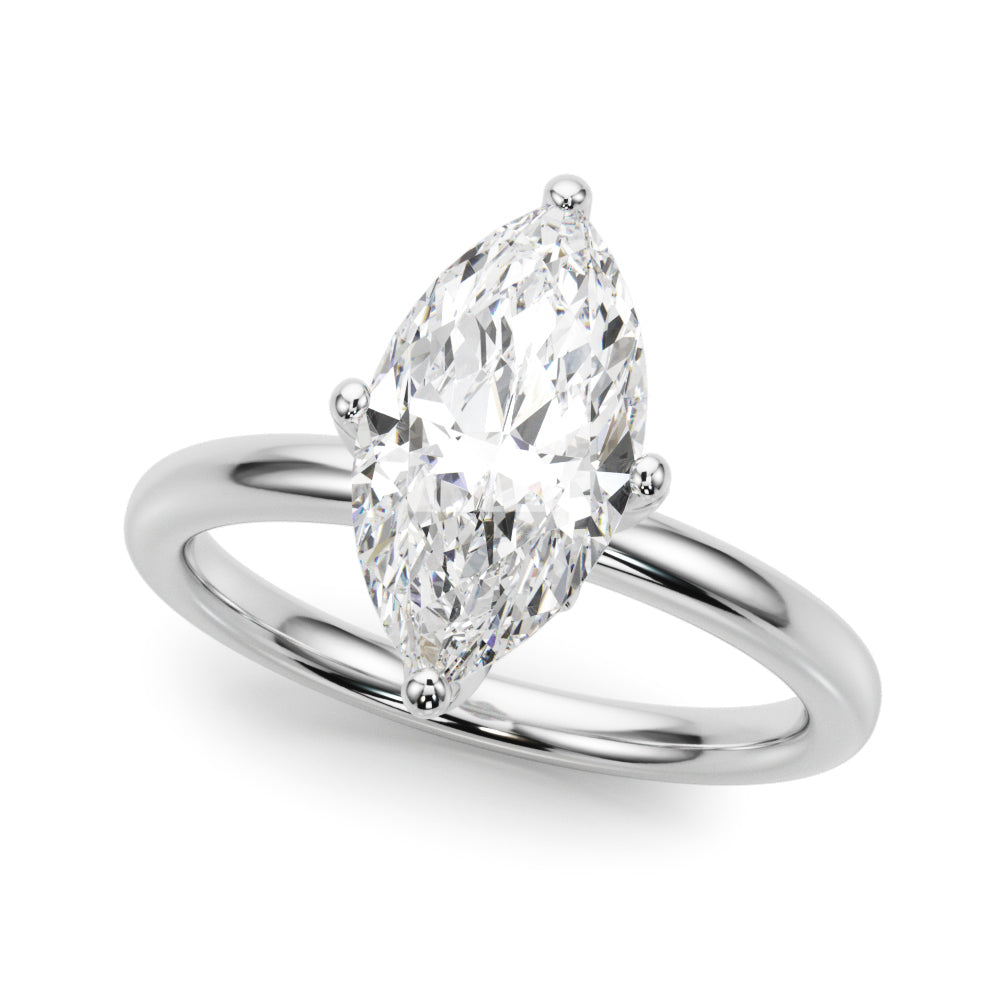 Statement Sidestone Marquise Diamond Engagement Ring — 9K/18K Gold & Platinum
