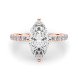 Exquisite Sidestone Marquise Diamond Engagement Ring — 9K/18K Gold & Platinum