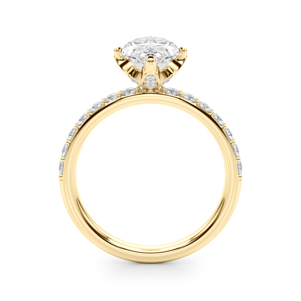 Exquisite Sidestone Marquise Diamond Engagement Ring — 9K/18K Gold & Platinum