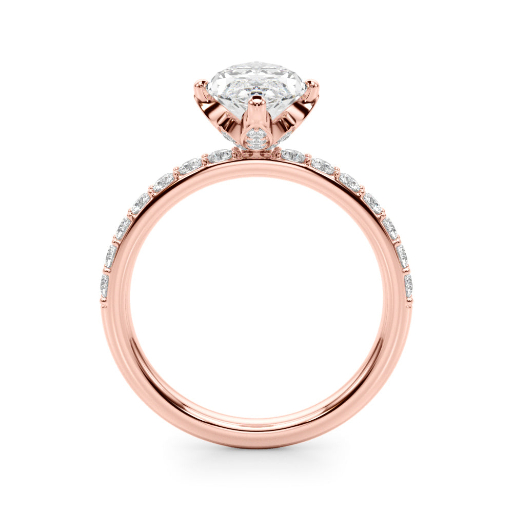 Exquisite Sidestone Marquise Diamond Engagement Ring — 9K/18K Gold & Platinum